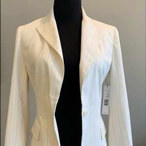 Elie Tahari off White One Button Jacket Blazer Size 2